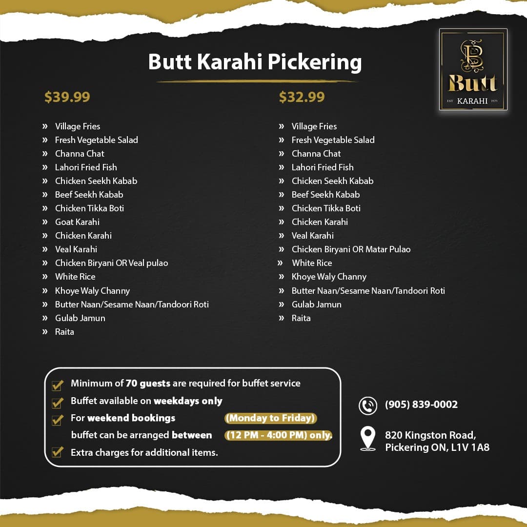 Delicious Catering Dishes Menu